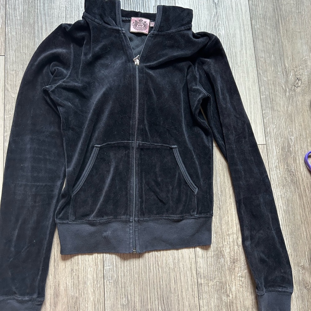Juicy Couture Black Velvet Women's Petite Hoodie